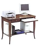 Mar.c.a. Design - Scrivania Ufficio per PC in Legno Noce Scuro, Stile Classico Arte Povera con Porta Computer Fisso, Cassetti e Piano Estraibile per Tastiera e Mouse - Made in Italy