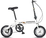 WOLWES Bici da città pieghevole per adulti, leggera, con telaio in acciaio al carbonio, portatile, per uomini e donne A,12in