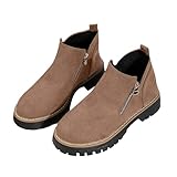 Generico scarponcini donna con pelo Stivali Equitazione Casual In Pelle Antiscivolo Laterale E Lacci Motivo Stampato a Stivali Overknee Da Wellington Stivaletti Da Pioggia da neve donna