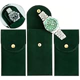 ZKGYUS 3 Pezzi porta orologi uomo, Stoccaggio Orologio Borsa con Bottone A Pressione custodia, porta orologi da viaggio, resistente per Gioielli per viaggi all'aperto (Verde Scuro)