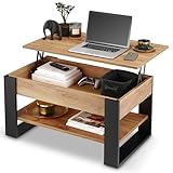 defiPad Tavolino Salotto Sollevabile con Contenitore - Tavolo da Caffè Regolabile in Altezza 45-61 cm - Prodotto nell'UE - Design Moderno Stile Industriale - Lift Up Coffee Table