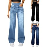 Generico Jeans Donna Vita Alta, Pantaloni in Denim Elasticizzato Comodi con Cintura Elastica e Tasche,Stile Casual per Ogni Occasione