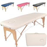 Beltom® LETTINO DA MASSAGGIO BASIC 2 ZONE IN LEGNO PORTATILE PESA SOLO 11,8 KG RICHIUDIBILE + PANNELLO REIKI + ANGOLI ARROTONDATI E RINFORZATI - FISIOTERAPIA ESTETISTA TATTOO TATUAGGI - Panna