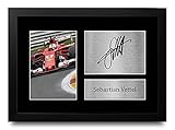 HWC Trading Sebastian Vettel A4 Incorniciato Firmato Regalo Visualizzazione Delle Foto Print Immagine Autografo Stampato Per F1 Appassionati Di Formula Uno