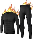 BENNIES Intimo Termico Uomo Tuta Termica Completo Set Pantaloni Termici Tuta Sci Abbigliamento Invernale per Sci Palestra Ciclismo Calcio Corsa Running L