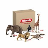 SCHLEICH WILD LIFE | Set animali selvaggi 72286 con leoni, giraffe, coccodrilli, scimmie ed elefanti | set di figure 5 pezzi | giocattolo zoo dai 3 anni | solo su Amazon