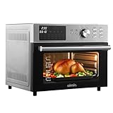 OIMIS Friggitrice ad Aria Calda, Forno multifunzione ad aria 30L, 21 in 1 Forno Elettrico Airfryer timer e temperatura regolabili con 7 accessori Fornetto senza olio certificazione CE, Argento 1800w