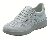 Melluso Walk K55446 Bianco Sneakers per Donna in Pelle con Lacci e Lampo Zeppa Bassa (Taglia 37)