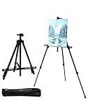 QWORK® cavalletto pittura regolabile, 50-160 cm, cavalletto treppiede pieghevole, per dipingere, poster, con borsa