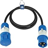 as - Schwabe Cavo di prolunga da campeggio, 5 m, 230 V, 16 A, 3 poli, spina CEE con indicatore di tensione, accoppiamento CEE con coperchio ribaltabile, prolunga per camper, prodotto in Germania,