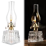 PORFOYO Lampada a petrolio, lampada a olio in vetro, lanterna a petrolio, lanterna a petrolio, lanterna a petrolio, lanterna vintage cherosene, lampada a olio per interni, casa, giardino, campeggio