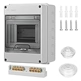 MumdoYAL quadro elettrico esterno，IP65 con 1 fila 5 moduli，scatola stagna elettrica da esterno，quadri elettrici，per giardini o aree esterne, colonnine di ricarica, ville