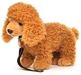 Uni-Toys - Barboncino (marrone chiaro), in piedi (con guinzaglio) – 30 cm (lunghezza) – cane di peluche – peluche