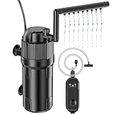 Forever Speed 5-in-1 Filtro Interno per Acquario con UV 3 Watt, Pompa Filtro per Acquario con Flusso Regolabile 400L/h per acquari da 40-120L