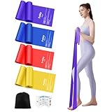 Fokky Elastici Fitness [Set di 4], 1.8M Elastico Fitness con 4 Livelli di Resistenza, Elastici Palestra con Borsa per il Trasporto, Bande Elastiche Fitness per Pilates Yoga Fitness Crossfit