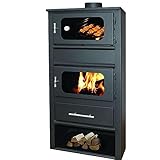 Stufa a Legna Idro Termostufa con Forno in Acciaio 10,9 kW Firenze Idro con Termometro con Vetro Ceramico Ampia vista fuoco Caldaia Termosifoni