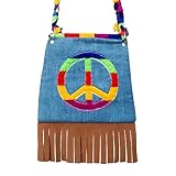 Boland 44519 - Borsa Peace, borsa a tracolla, hippie, flower power, accessorio, anni '60, motto party, carnevale