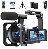 Videocamera 5K, 56MP WiFi Vlogging Camera per YouTube zoom digitale 16X Touch screen 3" IR visione notturna Videocamere, Video Camera Camcorder con 2 batterie, scheda 64 GB, telecomando, microfono