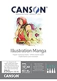 Canson Illustration blocco collato lato corto per illustrazione, fumetti e manga, carta liscia e bianchissima, A3, 12 fogli, 250g/m