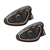Midland - Interfono Moto Bluetooth Coppia BTX1 Pro S Twin, Auricolari Casco Moto Impermeabili IPX6, Copertura 800m Fino a 4 Persone in Conference - Batteria 23H, Cancellazione Rumore, Radio FM via App