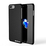 PunkCase iPhone 7 Plus Caso Carbonshield Pesante dazio Ultra Sottile 2 Pezzo in Fibra di Carbonio Copertura Antiurto Non Slip con 0.3 Mm temperato Vetro Screen Protector per Apple iPhone 7S Jet Black