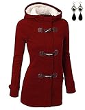 BUOYDM Cappotto Donna Felpa con Cappuccio Giacca Invernale Giacche e Cappotti Outwear Hoodies C-Vino Rosso S