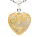 Lebensquelle Plus Ciondolo a forma di cuore in vera pietra preziosa, occhiello in argento 925, due misure, ciondolo a forma di cuore in pietra naturale, gioielli e idea regalo, S (1,4 x 1,4 cm