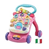 VTech Super Primi Passi Parlante 2 in 1 - Rosa, Primi Passi per Bambini con Sensore di Movimento e Sistema Frenante, Maniglia, Gioco Bambino con Animali e Numeri, Batterie Incluse, 9-36 Mesi
