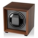 Fousenuk scatola carica orologio con motore silenzioso, 2 modalità di impostazione, quadrata e color noce carica orologi automatici, con USB ricarica e memory foam, per carica orologi meccanici