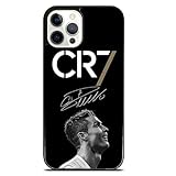 EZB Custodia per iPhone a tema Cristiano Ronaldo, cover flessibile e ammortizzante per telefono, colore bianco e nero CR7 (iPhone 14)