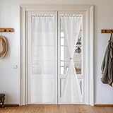 PONY DANCE Tende a Vetro per Porta Finestra 2 Pezzi 60x240 CM Tendine Finestra a Vetro per Cucina con Tasca Curtains Bianche Trasparenti Tende per Interni Decorazione per Salotto