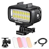 AKASO Luce subacquea da 40 m, impermeabile, ad alta potenza, dimmerabile, luce video a LED, con attacco a slitta fredda e 4 filtri colorati per action camera Gopro/AKASO e fotocamere reflex