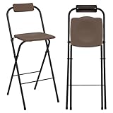 COSTWAY Set di 2 Sgabelli da Bar Pieghevoli per Esterno, Sedie da Patio ad Altezza di Bar con Schienale e Poggiapied, Sgabelli da Bistrot con Struttura in Metallo, Portata 150 kg (Marrone)
