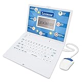 Lexibook, Portatile educativo e bilingue Italiano/Inglese, Giocattolo con 124 attività per Imparare Matematica, dattilografia, logica, Lettura dell'orologio, Giochi e Musica, Bianco, JC598i5
