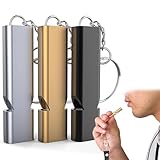WeddHuis 3 Pezzi Fischietti Emergenza, SOS, fischio di metallo, Arbitro, Montagna, in Metallo (Golden, Nero, Argento)