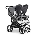 hauck Roadster Duo SLX Passeggino Gemellare - Passeggino Doppio Dalla Nascita Fino a 30 kg, Compatibile con Navicella Morbida 2in1 - Pieghevole, Compatto - Grigio, Argento