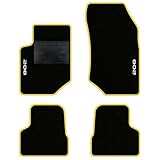 QUEMAR Tappetini Auto compatibili con Peugeot 208 II e-208 dal 2019/ Kit Tappeti Moquette e Gomma su Misura (Set 2 Anteriori + 2 Posteriori)/ Ricami e Colori Personalizzati (2 Ricami, Bordo Giallo)