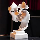 Maschera di Coppia,Statue Decorative,Decorazioni per Ufficio,Figure Decorative, Statuette Decorative Casa, Soggiorno Decorativo Moderno da Appoggiare, Scultura Astratta in Poliresina(Bianco)