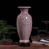 Vaso Cinese In Ceramica Per Zenzero, Vasi Antichi Fatti A Mano Con Smalto Di Ghiaccio E Base Girevole, Vaso Per Fiori In Porcellana Cineserie Grande Per Tavolo Centrotavola (E Small)