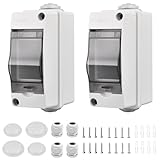 2 Pezzi Quadro Elettrico Esterno Piccolo, Quadro Elettrico 2 Moduli, Scatola Stagna IP65, Con 2 Connettori, per Esterni, Giardini, Stazioni di Ricarica, siti Industriali (2 Moduli)