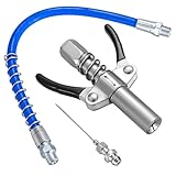 Testina per ingrassatore G Coupler, G Grasso Pistola Accoppiatore di Pistola per Grasso ad Alta Pressione, Ugello per Pistola a Grasso con Doppia Impugnatura, con 30 cm Tubo, 18G Ago Pistola Grasso