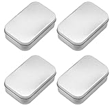 LMOGWL 4 pcs coperchio contenitore in ferro, mini scatola rettangolare in metallo, contenitore per la casa, adatto per riporre caramelle e piccoli oggetti e accessori, rettangolare integrato (argento)