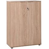 BAKAJI Armadio Archivio documenti 2 ante, Mobile Mobiletto Di Ufficio Modulo Scaffale 3 Ripiani, per Casa, Ufficio, Studio, porta Carte, Portadocumenti Con Chiave Chiusura a Serratura (Rovere)