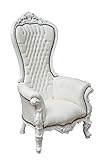 Biscottini Poltrona Trono Barocco Bianco - Poltrona Reale Fatta a Mano - Poltrona Gigante Schienale Alto - Sedia Tronoino Legno Massello - Poltrona Tronetto Salotto 145x83x85 cm - Poltrona da Sposa