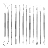 Coolty 12pcs Attrezzi per Intagliare Cera di Argilla Acciaio Inox a Doppia Scolpire il Kit di Strumenti Fai da te Scalpello Intagliatore Set per Il Trasporto per Scolpire Sculture in Ceramica