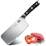 SHAN ZU Coltello da Cucina 20cm,Coltelli da Chef Coltelli da Cuoco Lama Acciaio Inossidabile Tedesco da 8'', Manico Ergonomico in Legno, per Tagliare Verdure, Carne e Frutta