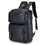 YOODI Zaino Pelle PU Viaggio 40x30x15 British Airways Wizzair Eurowings Aereo Bagaglio a Mano Vintage Elegante Impermeabile Zaini Scuola 15.6 Pollici Zainetto Porta PC per Donna Uomo Università