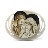 OVUNQUE PROTEGGIMI Quadro Sacra Famiglia Moderno in Legno con Vernice Perlata, 13x18 cm, Arte Spirituale e Made in Italy per la Tua Casa, Perfetto per un'Atmosfera di Devozione e Sacralità.