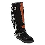 Toocool Stivali Donna Indianini Scamosciati Frange Tacco Interno Scarpe JH20-72 [36,Nero]