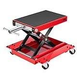 VIVOHOME Cavalletto Moto Sollevatore 500KG Carrello Sposta e ATV Forbice in Acciaio con Carrello e Manovella per Riparazione Garage